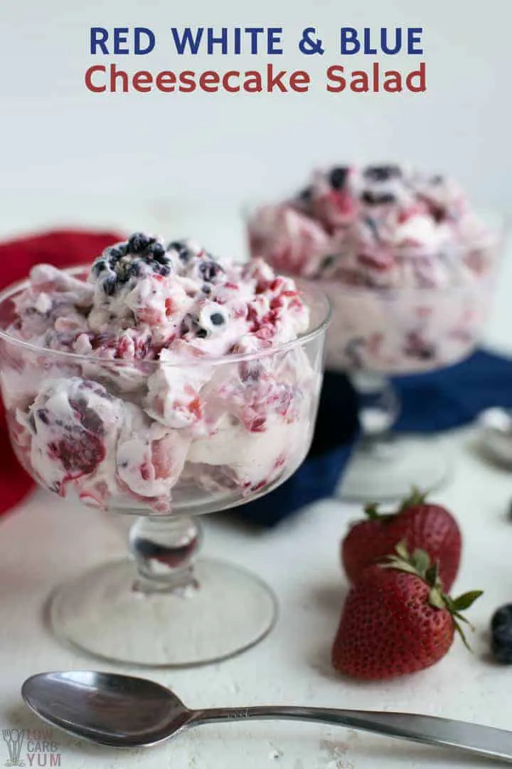red white and blue healthy cheesecake salad