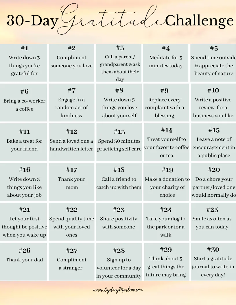 30 day gratitude challenge